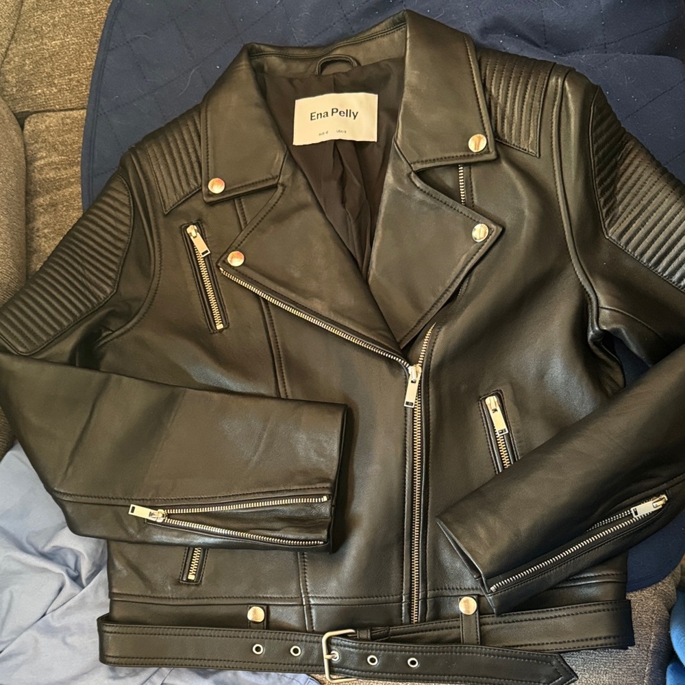 Ena Pelly Black Biker Leather Jacket